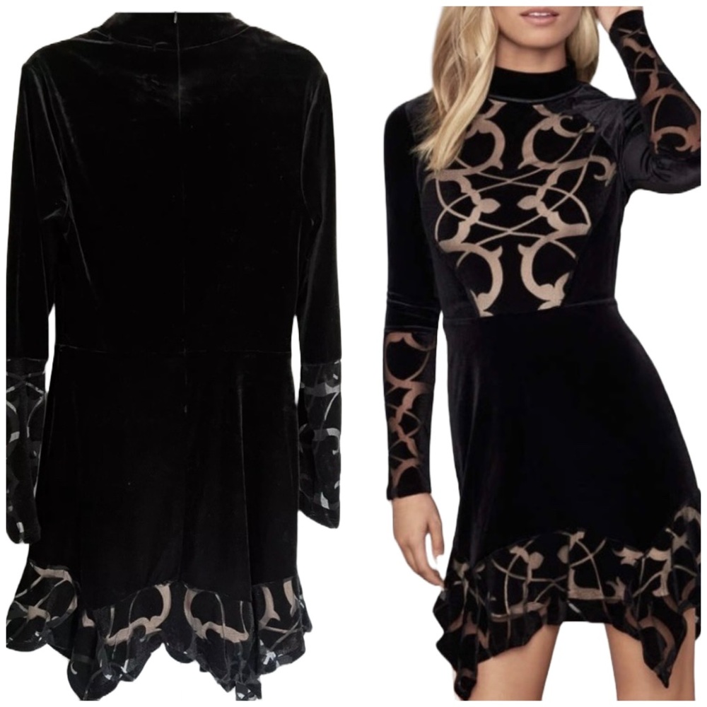 BCBGMAXAZRIA Long-Sleeve Velvet Dress Size S